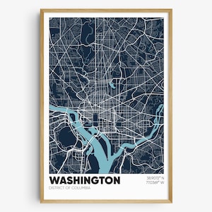 Washington DC Map Print, District of Columbia Wall Art, Washington DC Poster