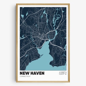 New Haven Map Print, Connecticut Wall Art, New Haven CT Poster, Graduation Gift