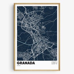Granada Map Print, Spain Wall Art, Granada Spain Poster