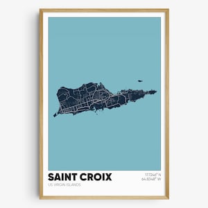 Saint Croix Map Print, St Croix Wall Art, US Virgin Islands Poster