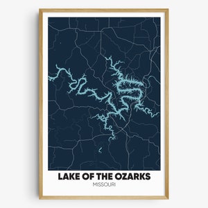 Lake of the Ozarks Map Print, Missouri Wall Art, Lake of the Ozarks MO Poster