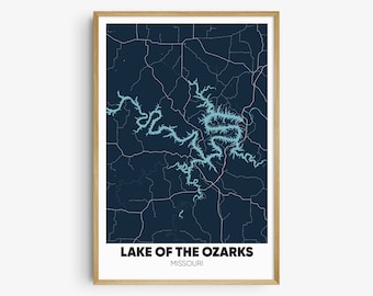 Lake of the Ozarks Map Print, Missouri Wall Art, Lake of the Ozarks MO Poster