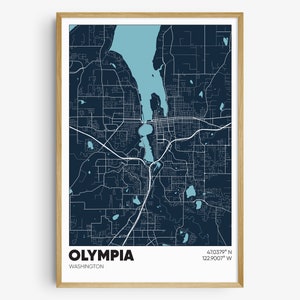 Olympia Map Print, Washington Wall Art, Olympia WA Poster