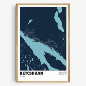 Ketchikan Map Print, Alaska Wall Art, Ketchikan AK Poster