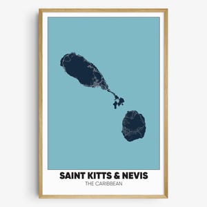 Saint Kitts and Nevis Map Print, Saint Kitts and Nevis Wall Art, Caribbean Island Poster