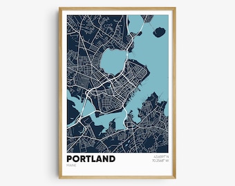 Portland ME Map Print, Maine Wall Art, Portland Maine Poster