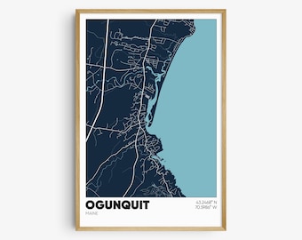 Ogunquit Maine, Ogunquit ME, Ogunquit Map, Maine Map, Maine Gift ...