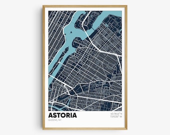 Astoria Queens Map Print, New York City Wall Art, NYC Neighborhood Poster