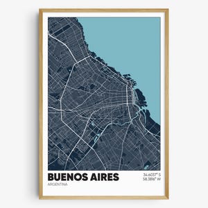 Buenos Aires Map Print, Argentina Wall Art, Buenos Aires Argentina Poster