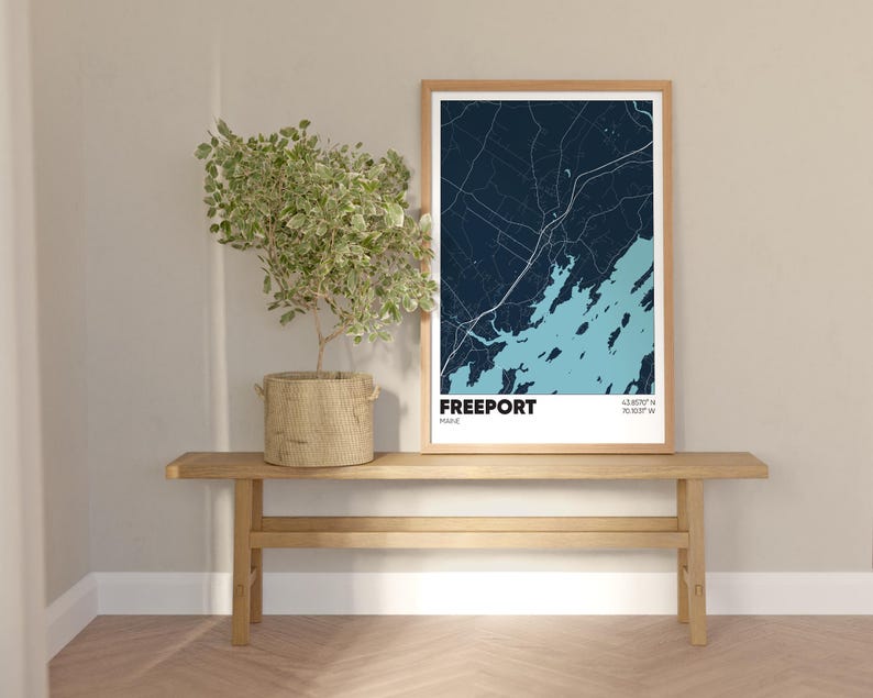 Freeport ME Map Print, Maine Wall Art, Freeport Maine Poster Etsy