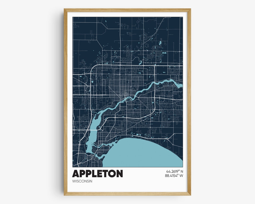 Appleton Map Print, Wisconsin Wall Art, Appleton WI Poster - Etsy
