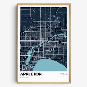 Appleton Map Print, Wisconsin Wall Art, Appleton WI Poster