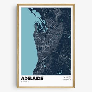 Adelaide Map Print, Australia Wall Art, Adelaide South Australia Poster