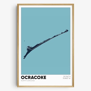Ocracoke Map Print, North Carolina Wall Art, Ocracoke Island NC Poster