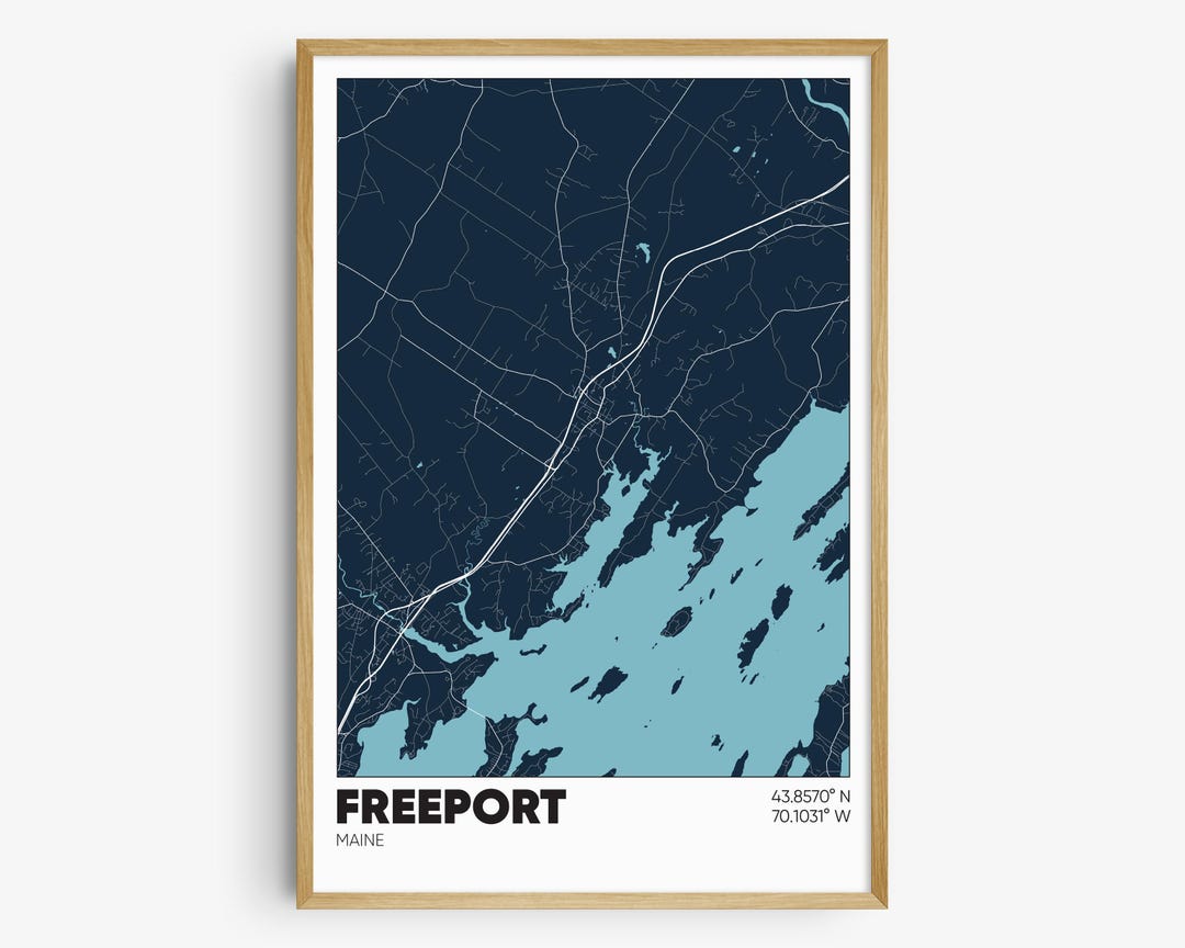Freeport ME Map Print, Maine Wall Art, Freeport Maine Poster Etsy
