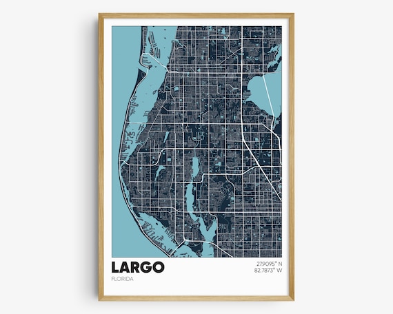 Largo Florida Map Largo Florida, Minimal Art Map With A Colorful Icon