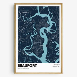 Beaufort SC Map Print, South Carolina Poster, Beaufort South Carolina Wall Art