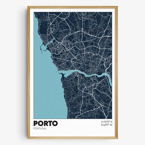 Porto Portugal Map Print, Portugal Wall Art, Porto Portugal Poster
