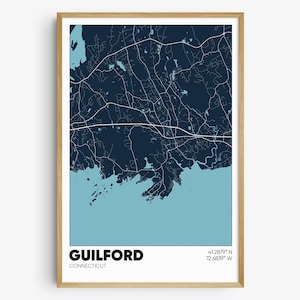 Guilford CT Map Print, Connecticut Wall Art, Guilford Connecticut Poster