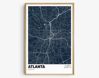 Atlanta Map Print, Georgia Wall Art, Atlanta GA Poster
