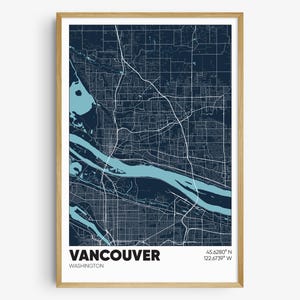 Vancouver Washington Map Print, City Wall Art, Vancouver WA Poster
