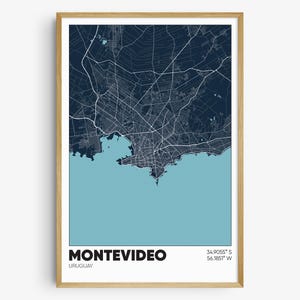 Montevideo Map Print, Uruguay Wall Art, Montevideo Uruguay Poster