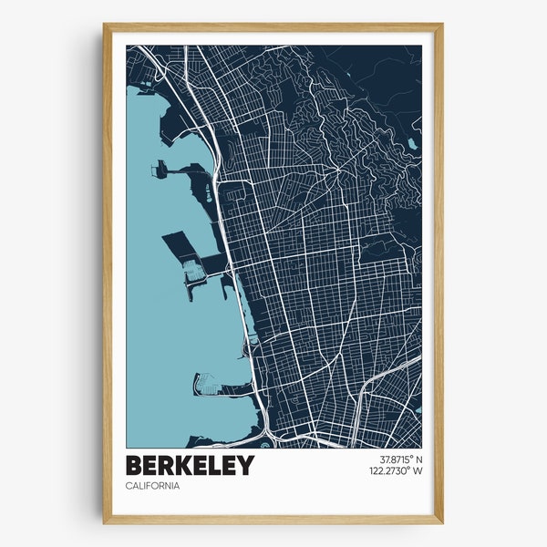 Berkeley Map Print, California Wall Art, UC Berkeley Poster