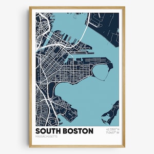 South Boston Map Print, Southie Wall Art, Boston Massachusetts Neighborhood Poster