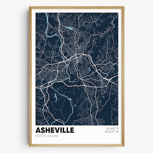Asheville Map Print, North Carolina Wall Art, Asheville NC Poster