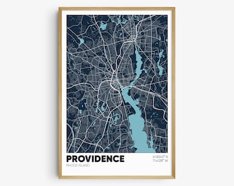 Providence Map Print, Rhode Island Wall Art, Providence RI Poster