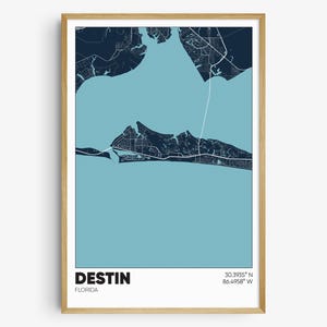 Destin FL Map Print, Florida Wall Art, Destin Florida Poster