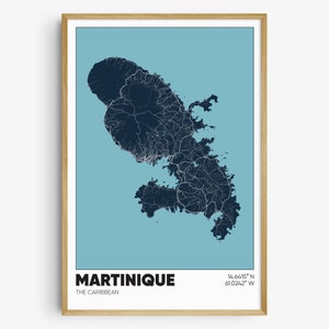 Martinique Map Print, Lesser Antilles Wall Art, Caribbean Island Poster