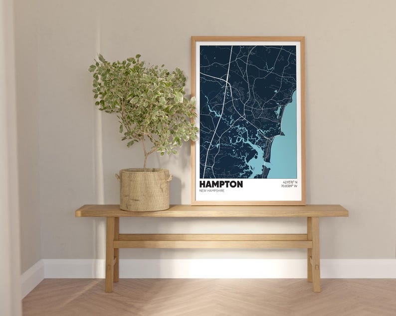 Hampton NH Map Print, New Hampshire Wall Art, Hampton New Hampshire