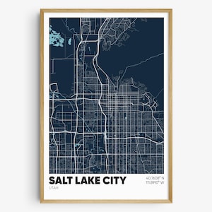 Salt Lake City Map Print, Utah Wall Art, Salt Lake City UT Poster