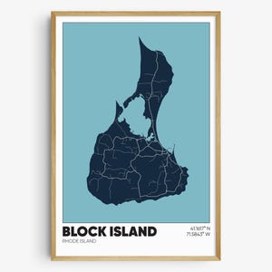 Block Island Map Print, Rhode Island Wall Art, Block Island RI Poster