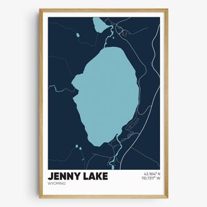 Jenny Lake WY Map Print, Grand Teton Wall Art, Jenny Lake Wyoming Poster