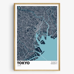 Tokyo Map Print, Japanese Wall Art, Tokyo Japan Poster