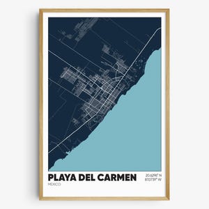 Playa Del Carmen Map Print, Mexico Wall Art, Playa Del Carmen Mexico Poster