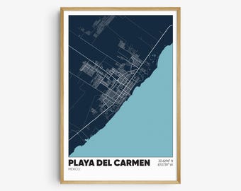 Playa Del Carmen Map Print, Mexico Wall Art, Playa Del Carmen Mexico Poster