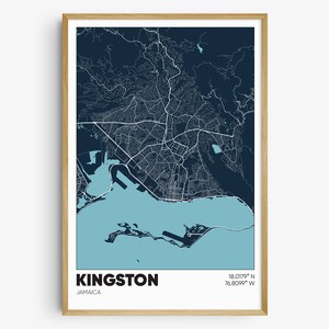 Kingston Map Print, Jamaican Wall Art, Kingston Jamaica Poster