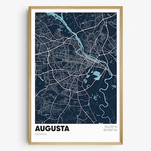 Augusta GA Map Print, Georgia Wall Art, Augusta GA Poster