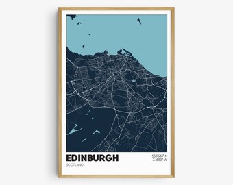 Edinburgh Map Print, Scotland Wall Art, Edinburgh Scotland Poster