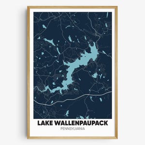 Lake Wallenpaupack Map Print, Pennsylvania Wall Art, Lake Wallenpaupack PA Poster