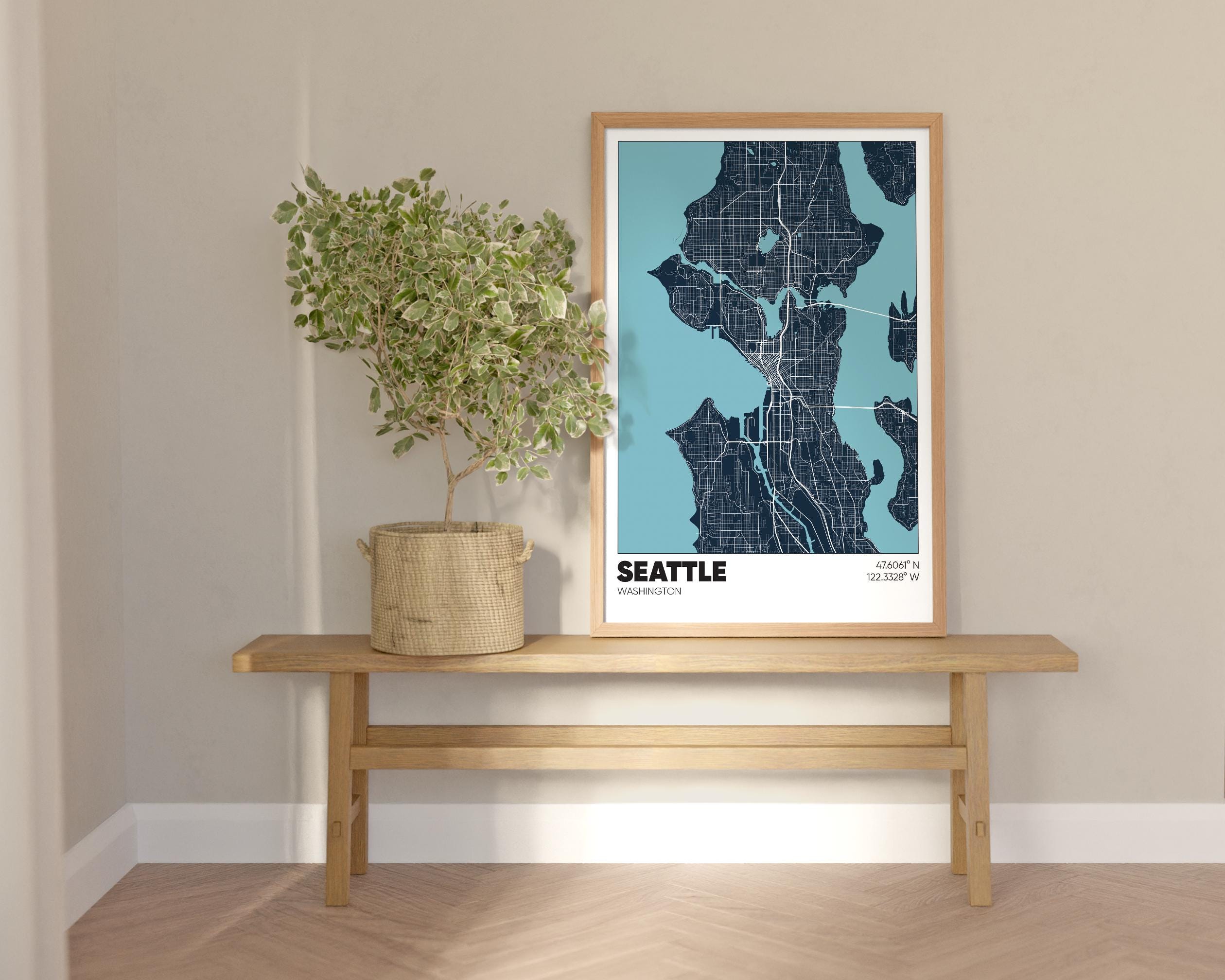 Seattle Map Print, Washington Wall Art, Seattle WA Poster - Etsy