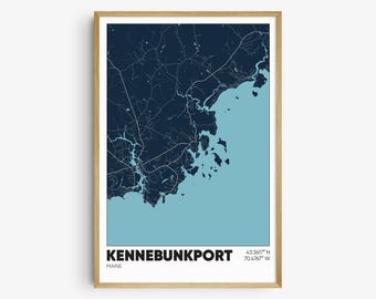 Kennebunkport Map Print, Maine Wall Art, Kennebunkport ME Poster