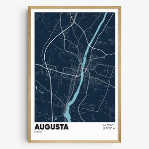 Augusta ME Map Print, Maine Wall Art, Augusta Maine Poster