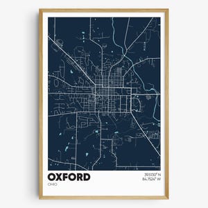 Oxford OH Map Print, Ohio Wall Art, Oxford Ohio Poster
