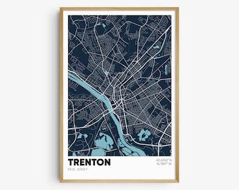 Trenton Map Print, New Jersey Wall Art, Trenton NJ Poster