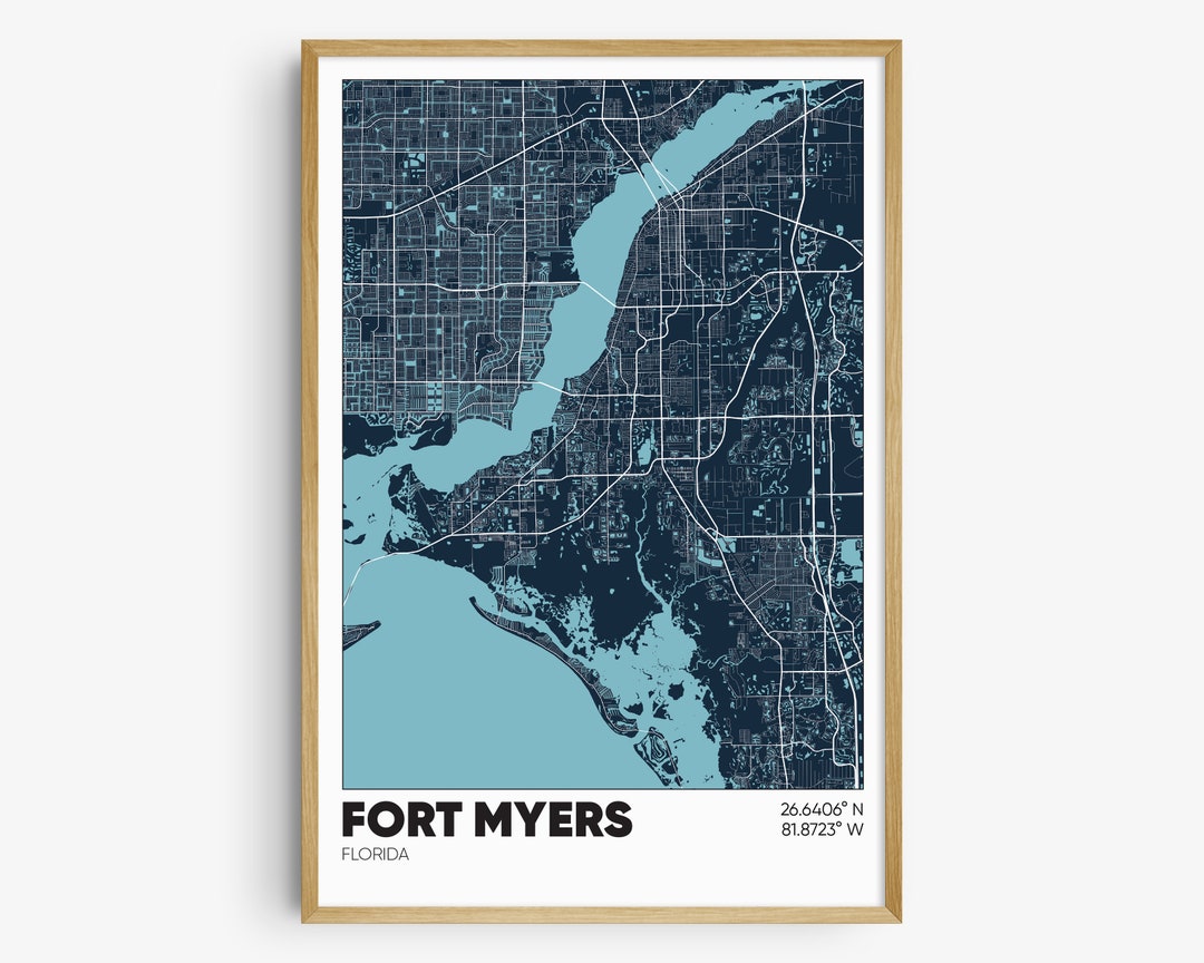 Fort Myers Map Print, Beach Wall Art, Fort Myers Florida Poster Etsy