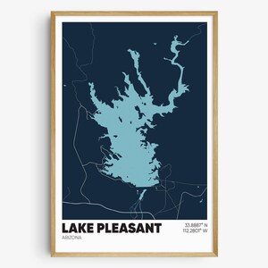 Lake Pleasant AZ Map Print, Arizona Wall Art, Lake Pleasant AZ Poster